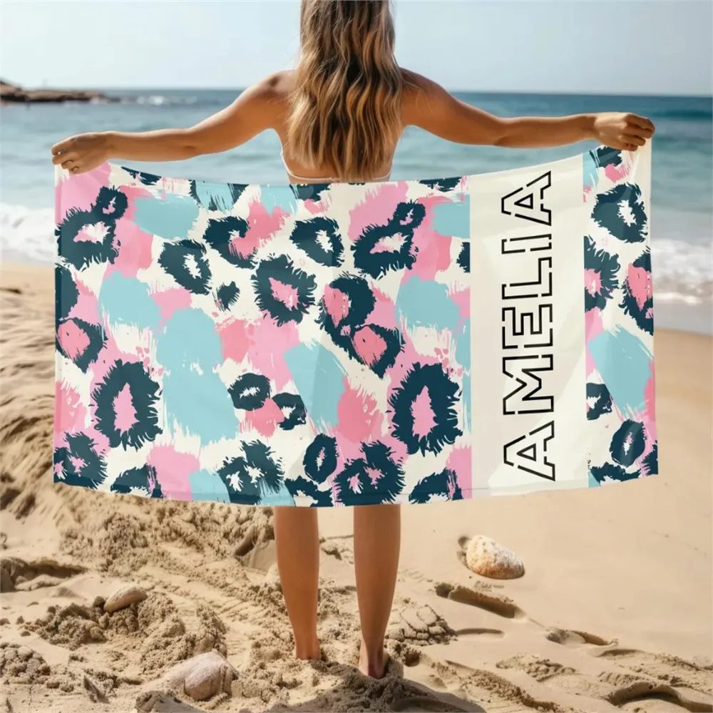 1Pc Customized Name Beach Towel New Bath Towels Stripe Printed Polyester Microfiber Towel Bath Towel Hot Sale Towel for Gift