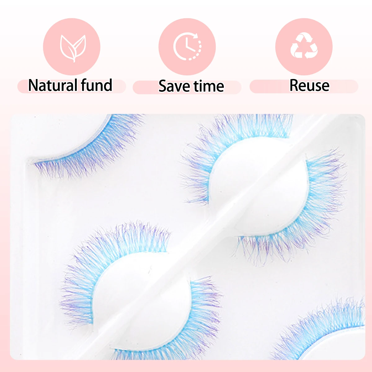 1 Pair Blue Mink Colored False Eyelashes Fluffy Strip Lashes For Cosplay Halloween Party Makeup Dramatic Wholesale Colorful Lash