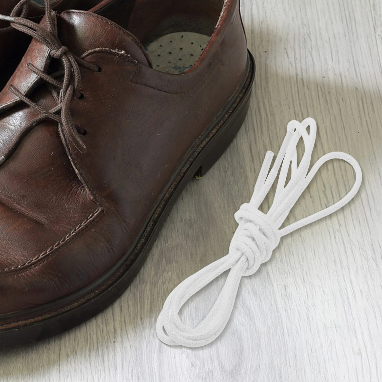 

4Pcs Boot Laces Round Waxed Shoelaces for Boots Shoes Heavy Duty Cotton Hiking Men White Wax StringsFade