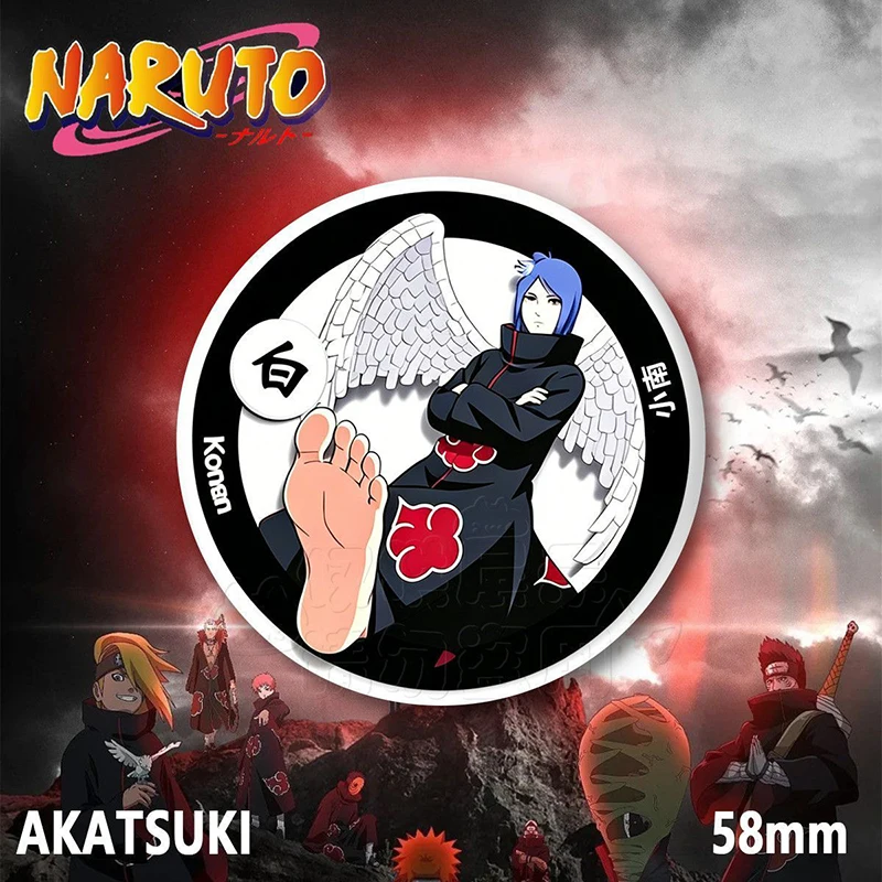 Cartoon Naruto Akatsuki Abzeichen Brosche Itachi Deidara Sasori Konan Pain Hidan Kisame Runde Metallabzeichen Rucksack Reversnadel Geschenk – Detail 5