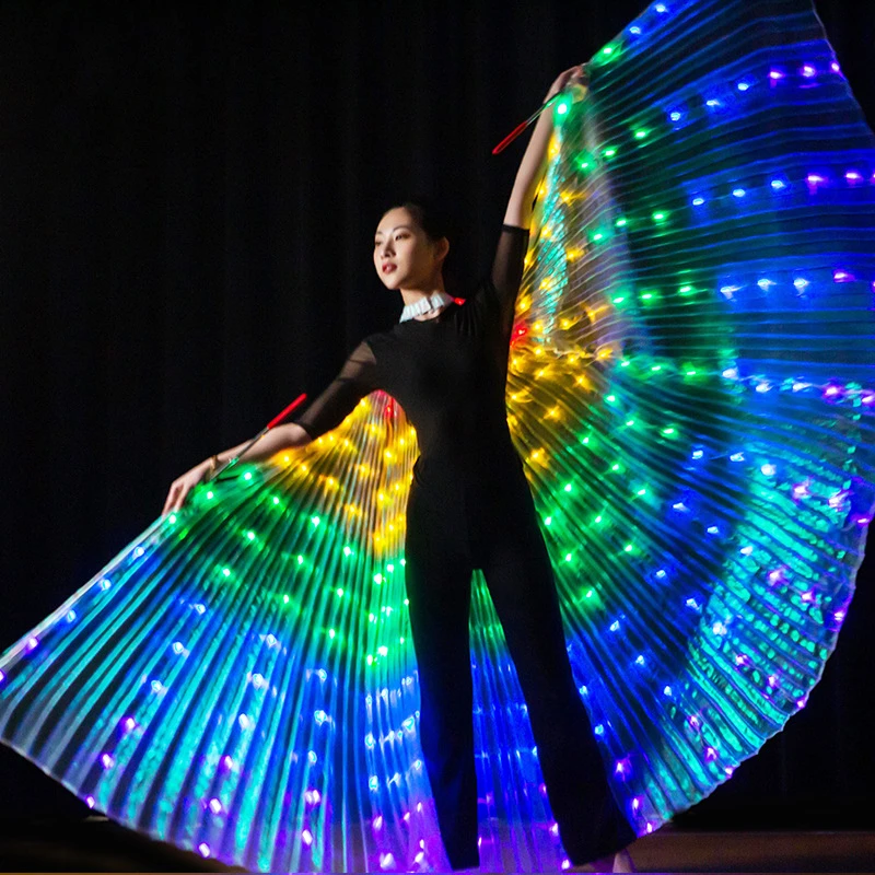 

LED Luminescent Color Cloak Adult Children Dancers Luminous Butterfly Isis Wing Stage Performance Belly Dancing Party Photo Prop