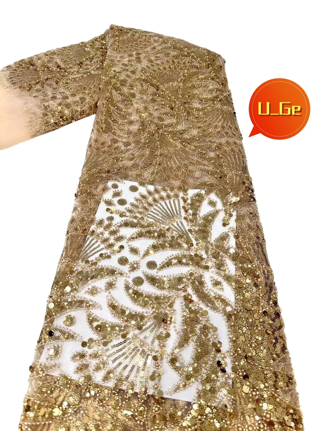 2024 Latest Elegant Best Quality Delicate Soft Beaded Tube Lace With Stones fabric For Party Evening Dress U_Ge1578