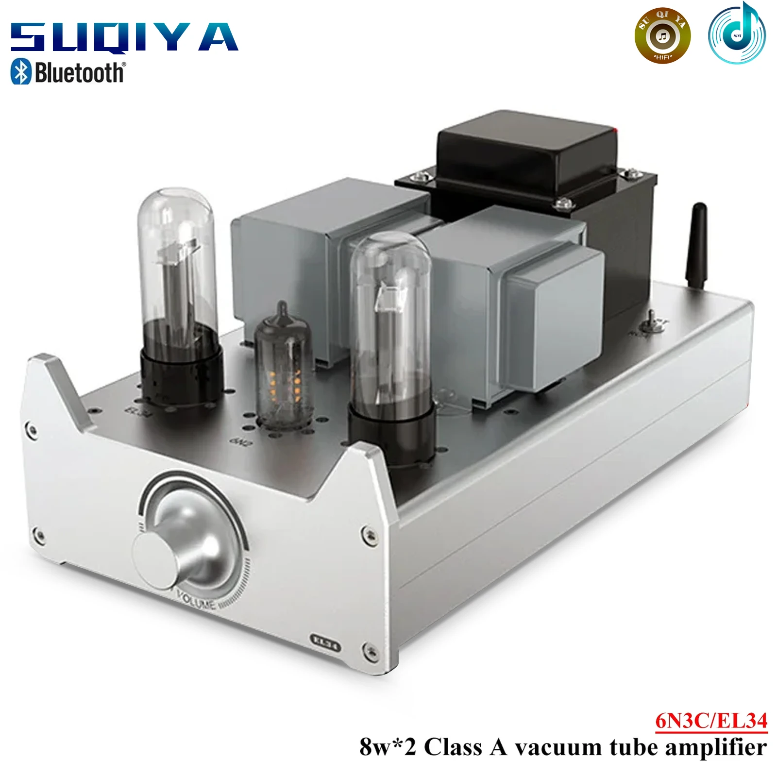 

8w*2 6N3C EL34 Vacuum Tube Amplifier High Powr Sound Sweet and Transparent Bluetooth 5.0 Single Ended Class A Audio Amplifier