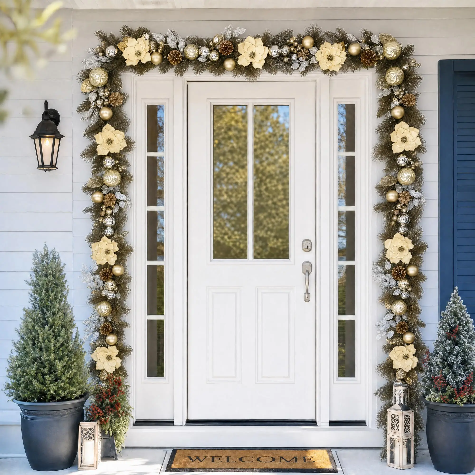 6ft Pre-Lit Christmas Garland With 20 Battery Led Lights, 8 Modes Timer, Gold Silver Ball Ornaments For Mantel Stairs Fireplace Decor - view 8