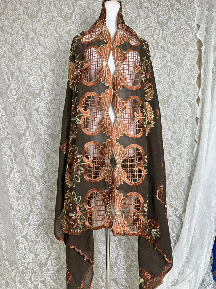 2026 Neuer Afrikanischer Islamischer Damen-Schal Modischer Pashmina-Turban Gebetstuch 100% Baumwolle Bestickter Schal Muslimischer Party-Hijab für Damen – Detail 7