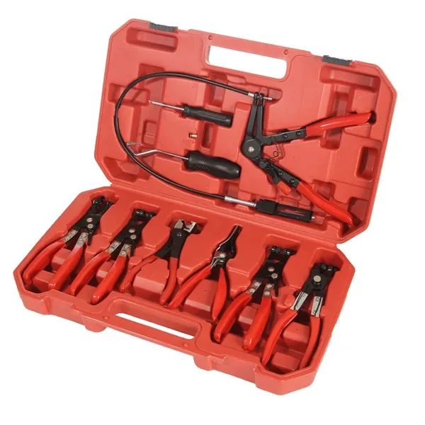 9pcs Wire Flexible Long Reach Hose Clamp Pliers Kit for Fuel Oil Auto Tools