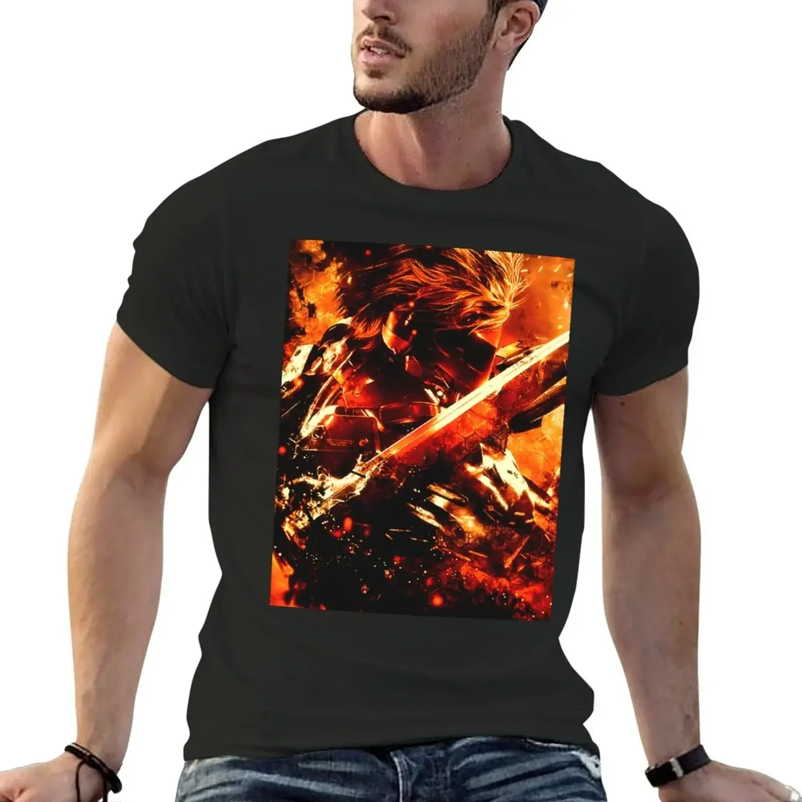 Metal Gear Rising Raiden T-shirt, roupas plus size para meninos, roupas brancas