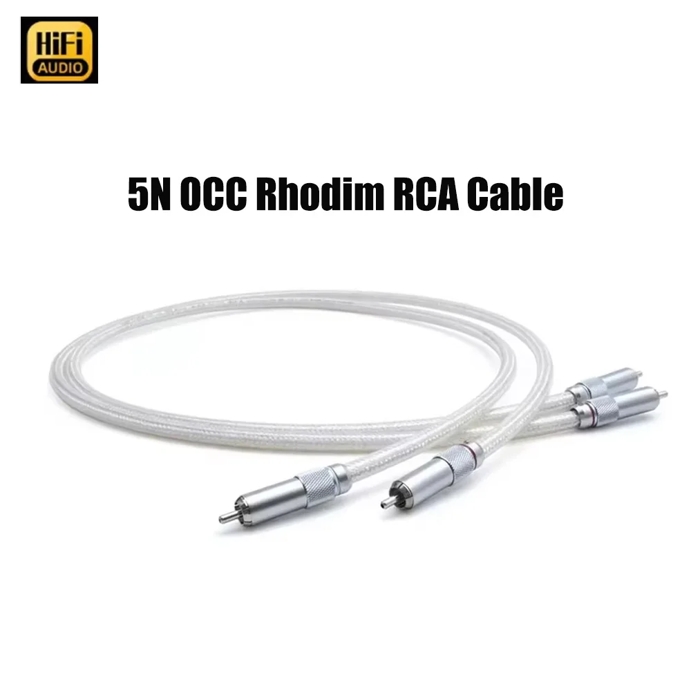 Linha de sinal principal banhada a prata de cobre vermelho com plugue macho RCA banhado a Rhodim Linha de áudio Rca