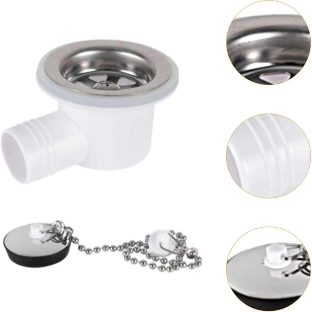 

Stainless Steel Sink Waste Drain Plug Hole Angle Fitting Replacement White Without Tube For Motorhome Boat Caravans RV