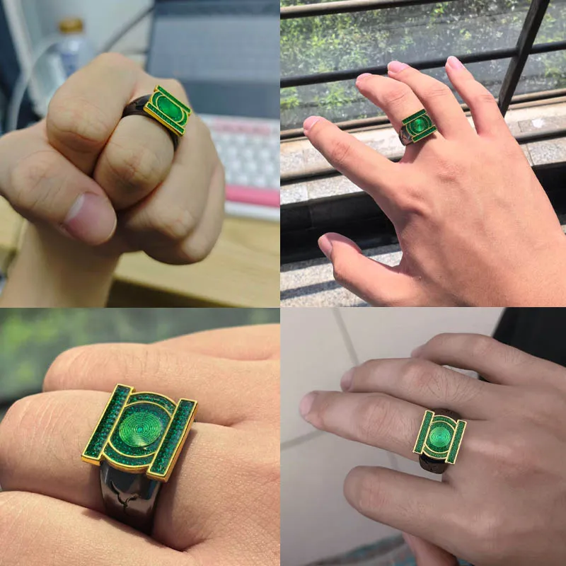 Pierścień Green Lantern Johna Stewarta z 2026 roku, regulowany, otwarty, rekwizyt do cosplayu na Halloween, akcesorium, zabawka kolekcjonerska, figurka.