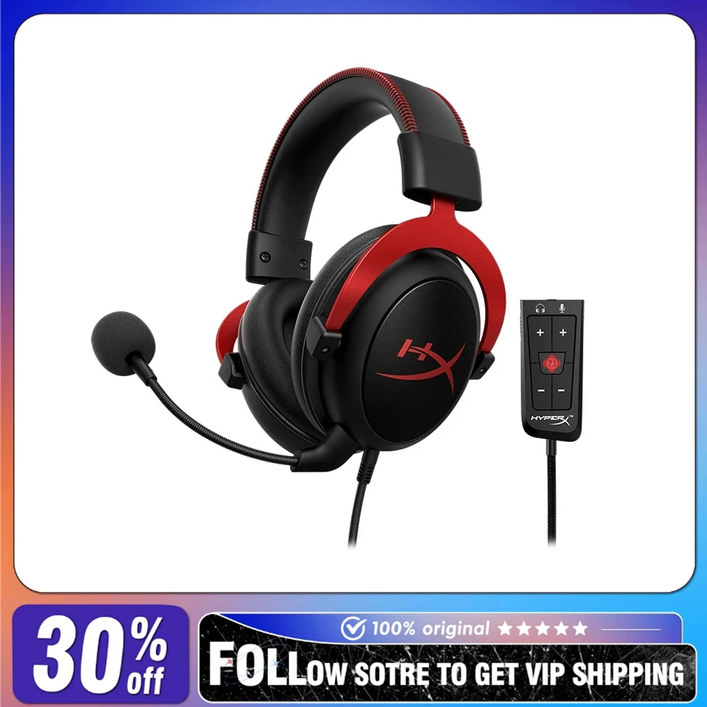 

Игровые наушники HyperX Cloud II с проводным подключением, HIFI-звуком, эргономичным дизайном и съемным микрофоном с шумоподавлением для PS4/PS5/Switch