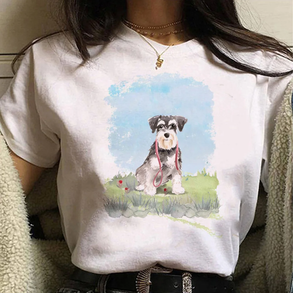 Schnauzer T-Shirts Vrouwen Ontwerper Manga Grappige Top Meisje Manga Kleding