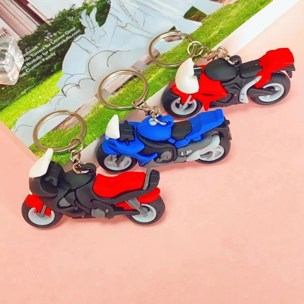 Cartoon Motorcycle Model Keychain Creative Cool Motorcycle Gift Key Ring Holder Mini Children's Schoolbag Pendant