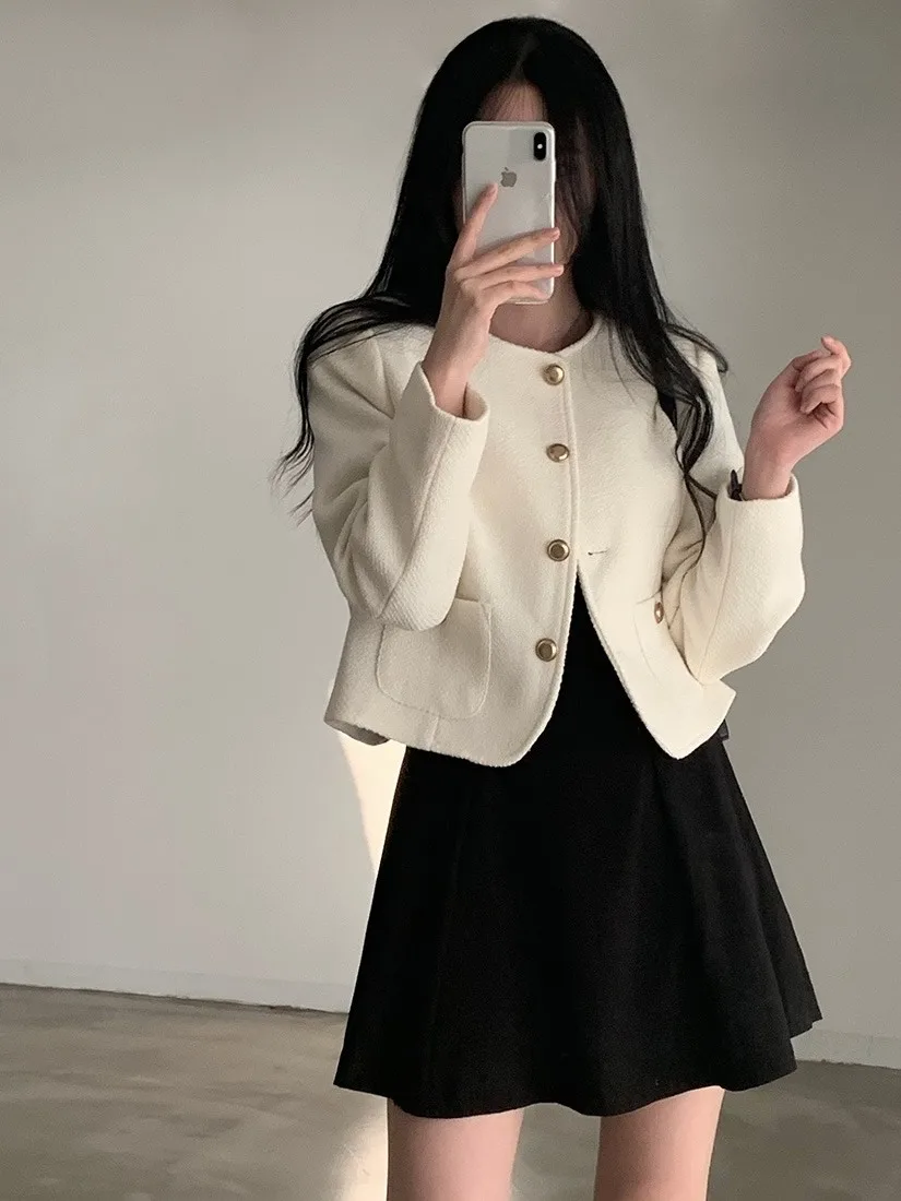 Manteau Long en laine pour femmes, Chic, boutons en métal, coupe ample, pour les déplacements, automne, haute Sensation, vêtements d'extérieur