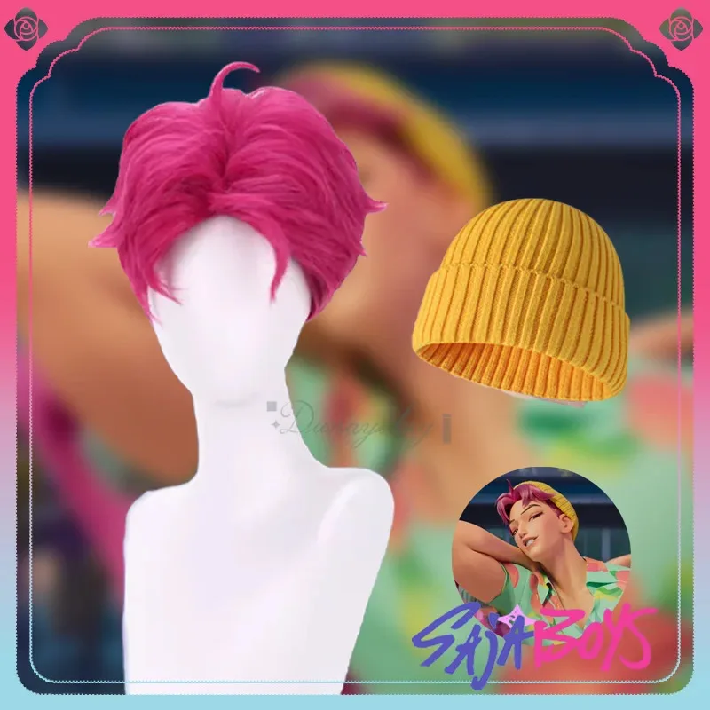 DY20Saja 소년 애비 코스프레 의상 Kpop 악마 헌터 코스프레 의상 가발 30CM 짧은 머리 롤 플레잉 공연 카니발 할로윈