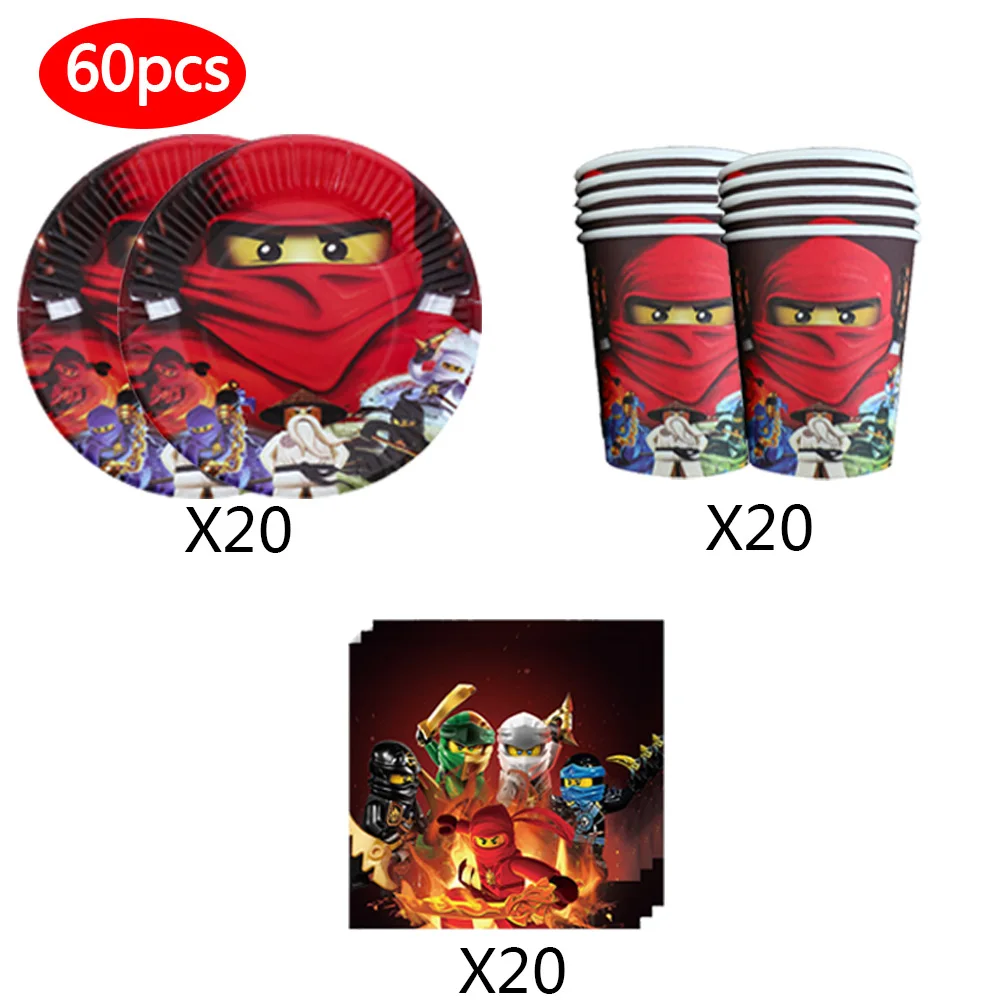 Cartoon Ninja Thema Verjaardagsfeestje Decoraties Leuke Ballonnen Borden Banner Servies Set voor Babyshower Feestartikelen Kindergeschenken