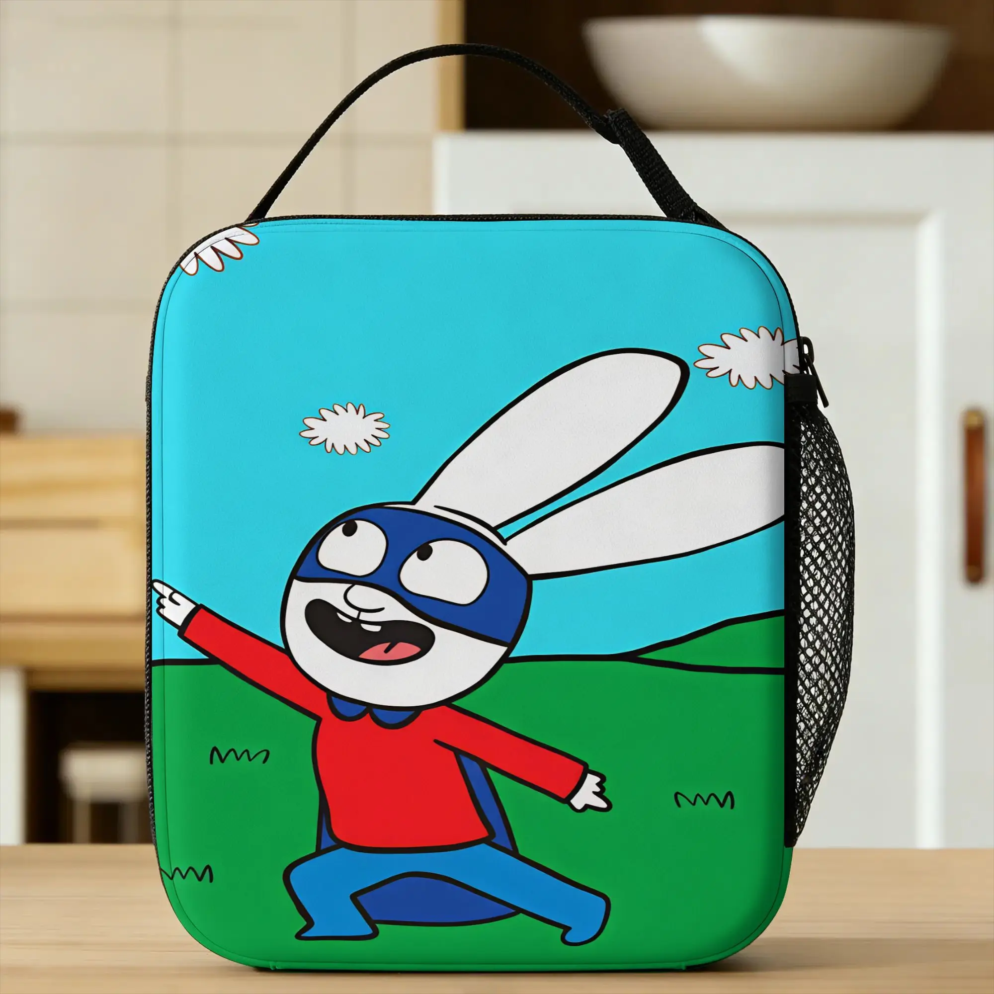 Simon Super Rabbit Lunch Bag, ästhetische Lunchbox, tragbare Tragetasche für Picknick im Freien, Lebensmitteltaschen für Erwachsene, wasserdichte, individuelle Kühltasche – Detail 1