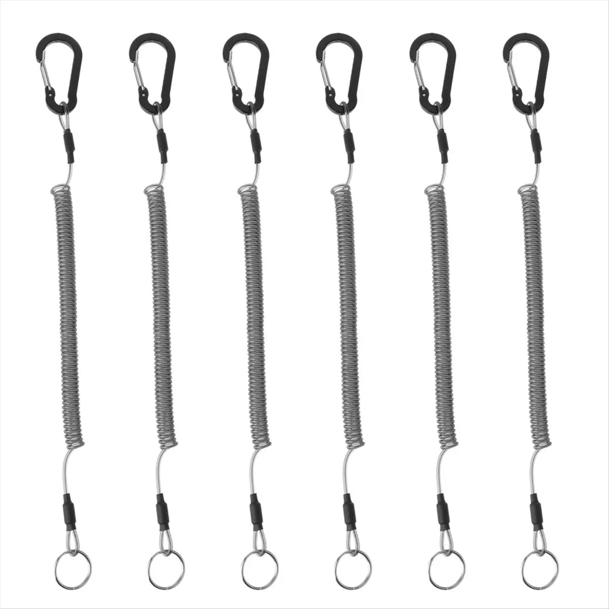 A24I Safety Coiled Lanyard, 6 Pcs Fishing Lanyard Retractable Heavy Duty Spring Coil Cord Keychain Holder