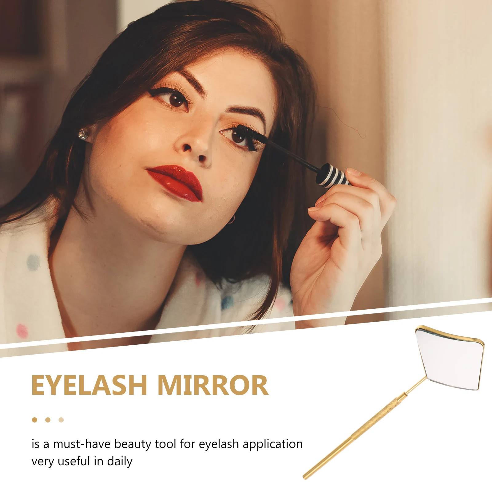 

H held Eyelash Extension Mirror Stainless Steel Salon Glass Fan Shaped Lash Tool Clear Makeup Mirror Inspection