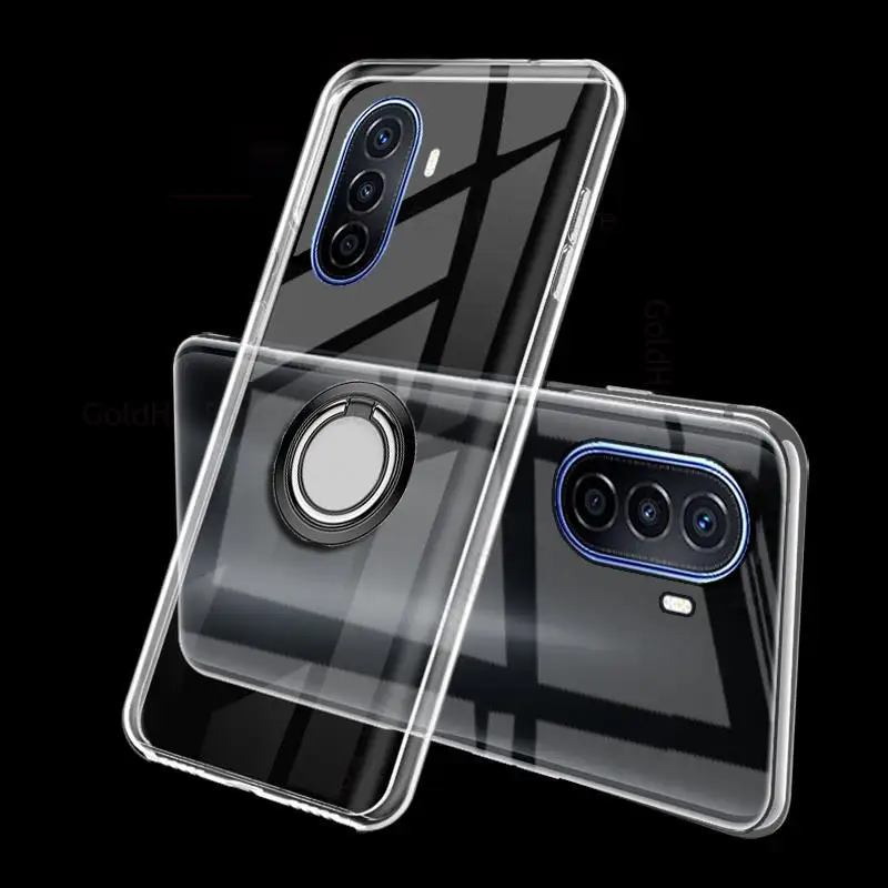 

Fundas For Huawei Nova Y70 Plus HD Transparent Soft Cases Nova Y60 Y70 Plus Magnetic Ring Holder Stand TPU Cover Nova Y60 Coque