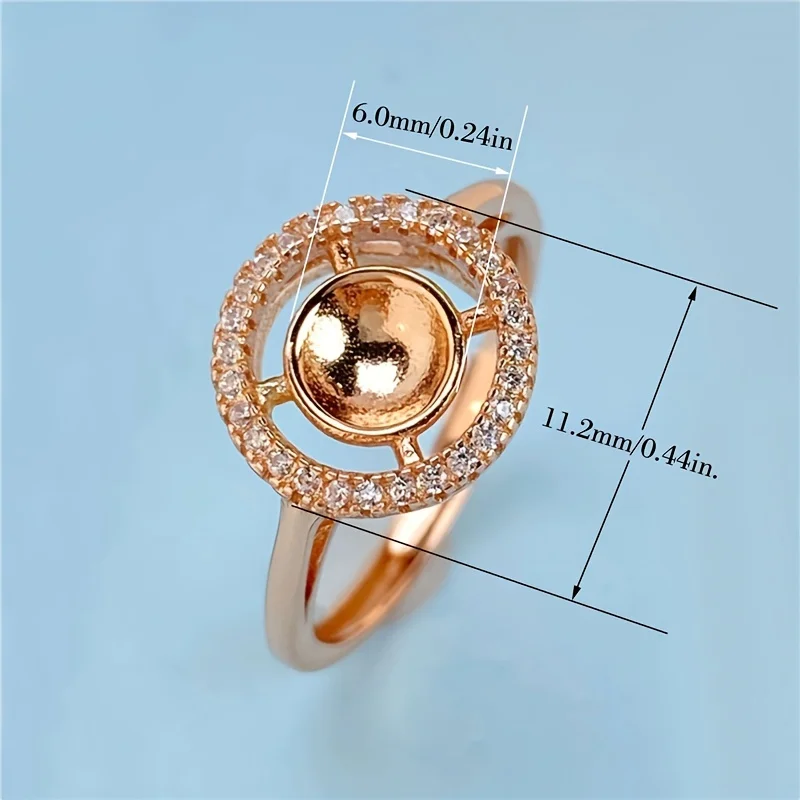 1pc Minimalist Rose Golden And 925 Sterling Silver Ring For Holding Gemstones For Gift Ornament Accessory Decor Fashion Jewelry