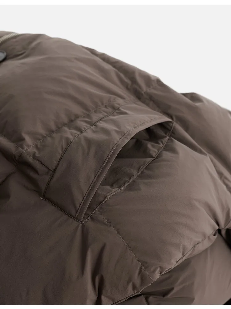 Women's Mid-Length Oversized down Jacket with Stand Collar, Warm Oversized Jacket Filled with White Duck Down, New Winter 2025 Model