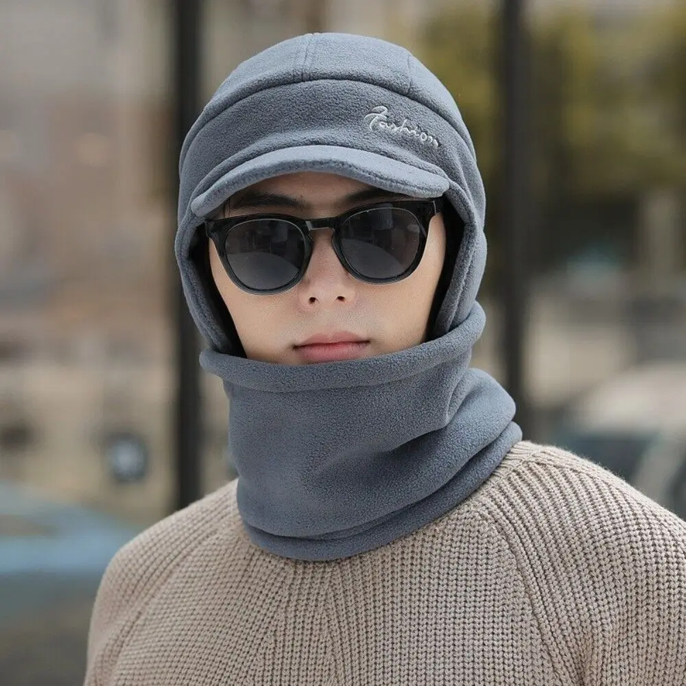 Nuevo Gorro de hombre de Color sólido a la moda de alta calidad, 2 unidades/juego, gorro cálido a prueba de viento para Jersey de esquí, gorra con visera de lana gruesa