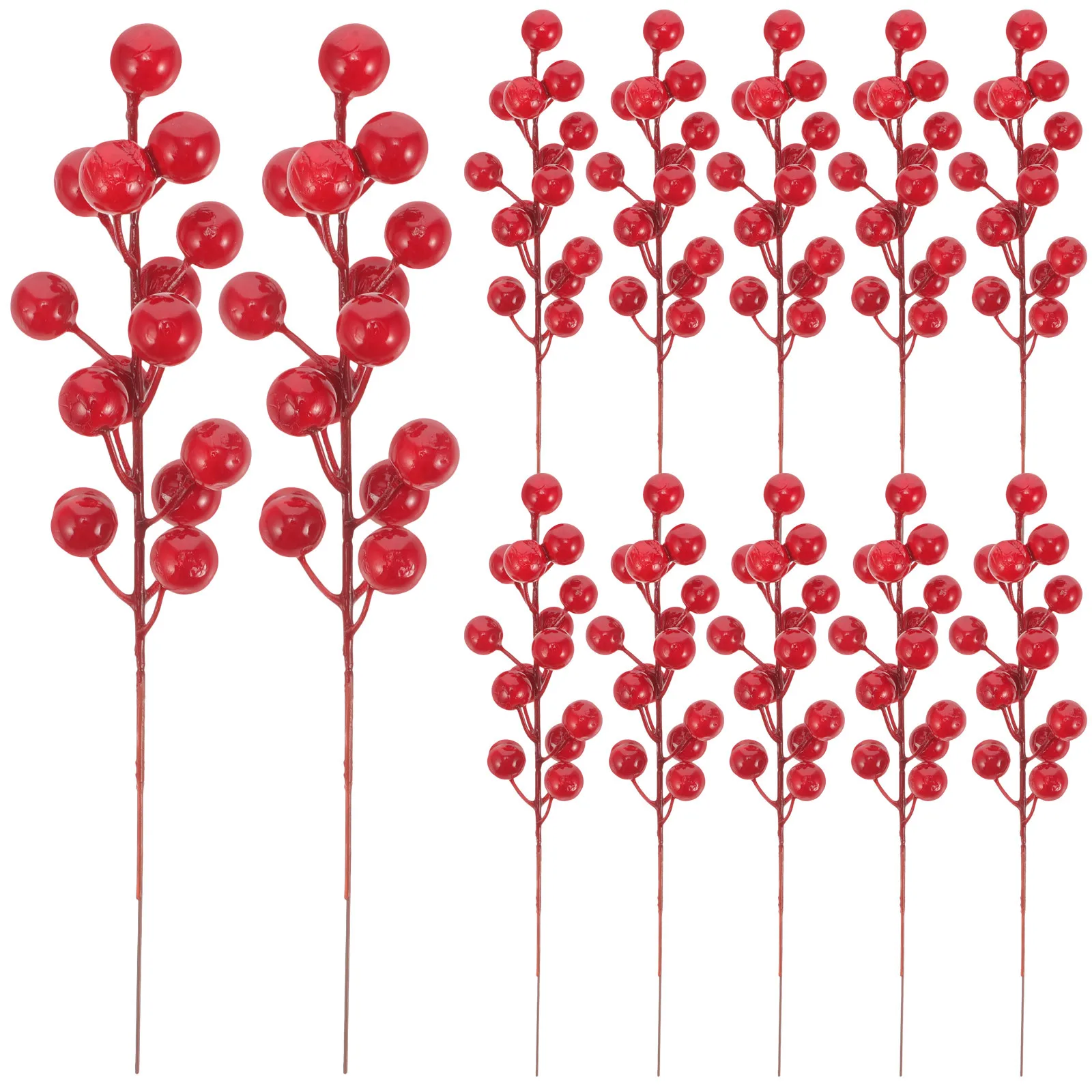 

12pcs Red Berry Stems Artificial Fake Flower Decor For Home Wedding Party Xmas Centerpiece Vase Filling Ornament Simulation