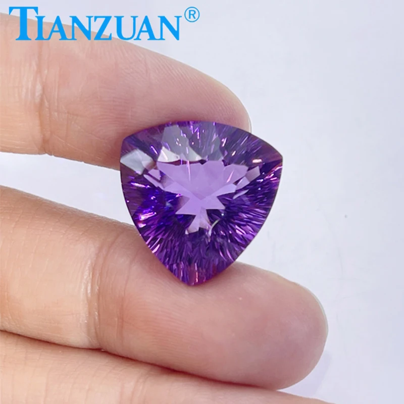 

17.02ct Natural Amethyst Vivid Purple Color Trillion Shape Brilliant Cut Loose Gem Stone with GRC Certification