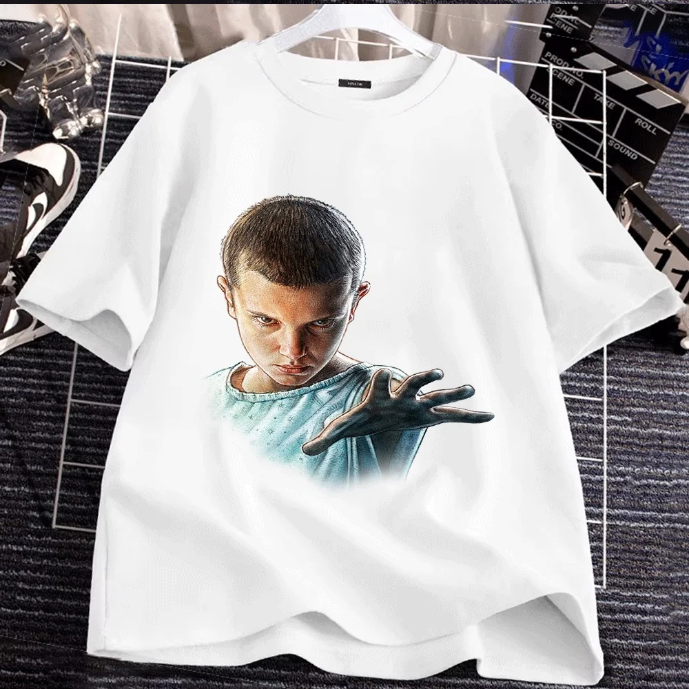 Camisetas a juego para niños y adultos inspiradas en Stranger Things, diseño único con tela de algodón cómoda con gestos de la mano del personaje