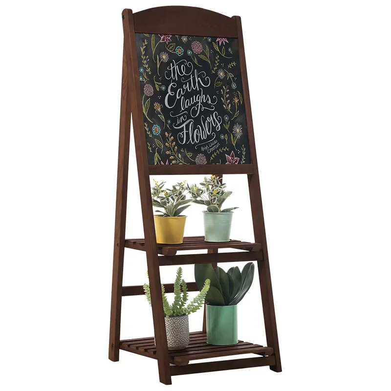 Wooden balcony flower rack, flower pot plant rack balcony movable