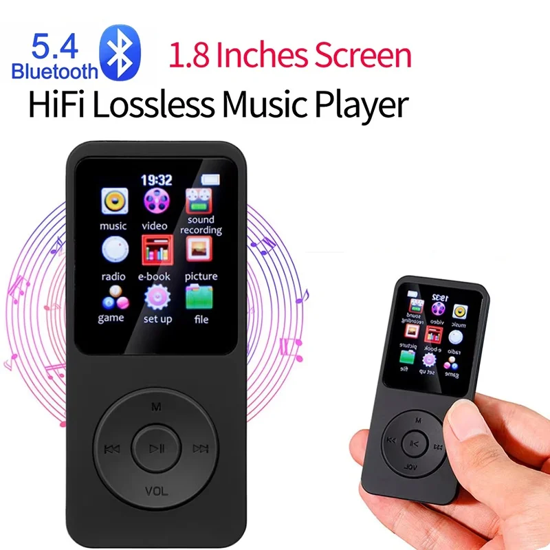 مشغل MP3 من النوع C مكبر صوت مدمج 1.8 بوصة مشغل موسيقى محمول بلوتوث 5.4 مشغل ستيريو رياضي راديو FM الكتاب الإلكتروني تسجيل TF #1