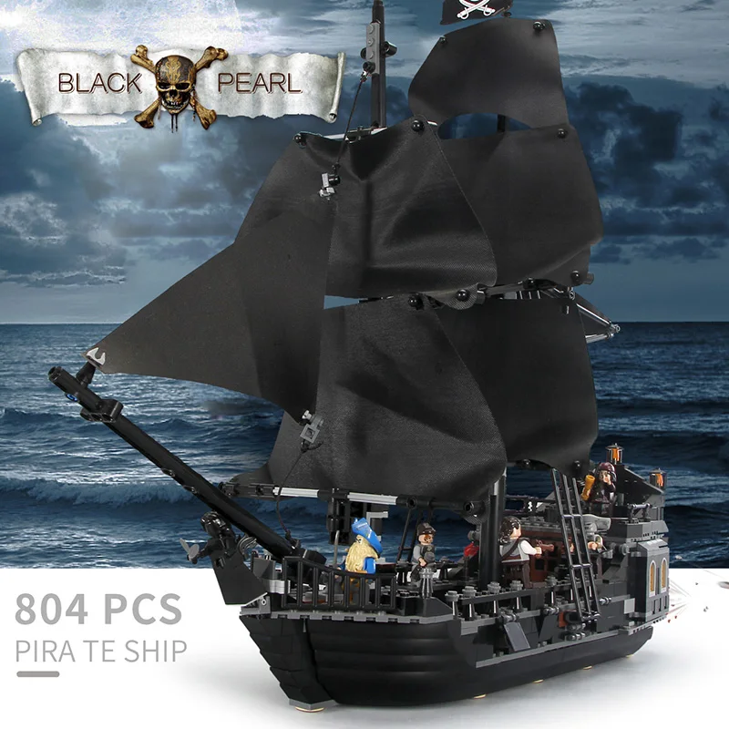 

Queen Anne's Revenge Warship Black Pearl Brick Toys Model Building Block 4195 4184 MINISO Disney Pirates Of The Caribbean Ship