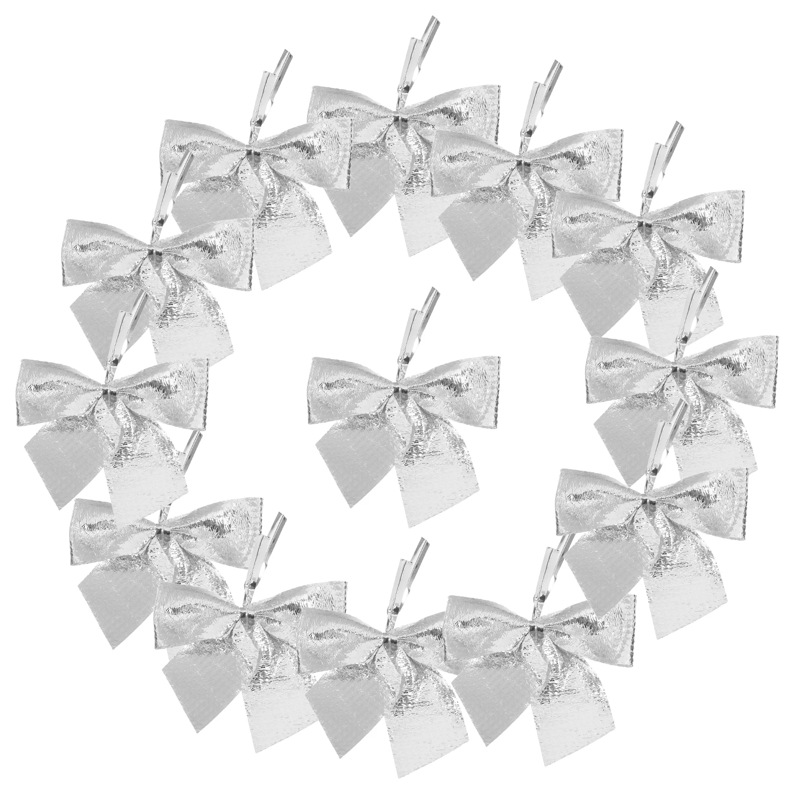 

12Pcs Glitter Bowknots Christmas Tree Ornaments Xmas Hanging Decor Silver Holiday Home Party Supplies Christmas Ornaments