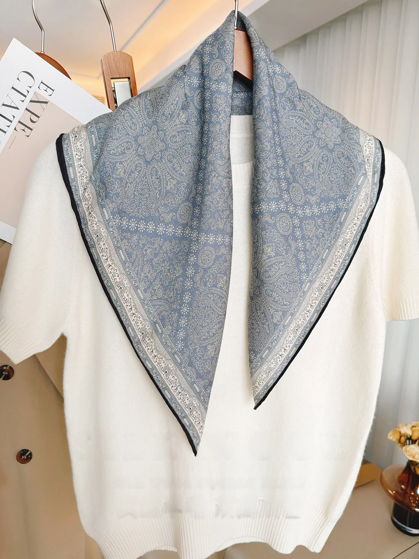 spring-new-style-women's-silk-woolen-scarf-versatile-shoulder-shawl-small-square-scarf-comfortable-soft-plant-floral-pattern