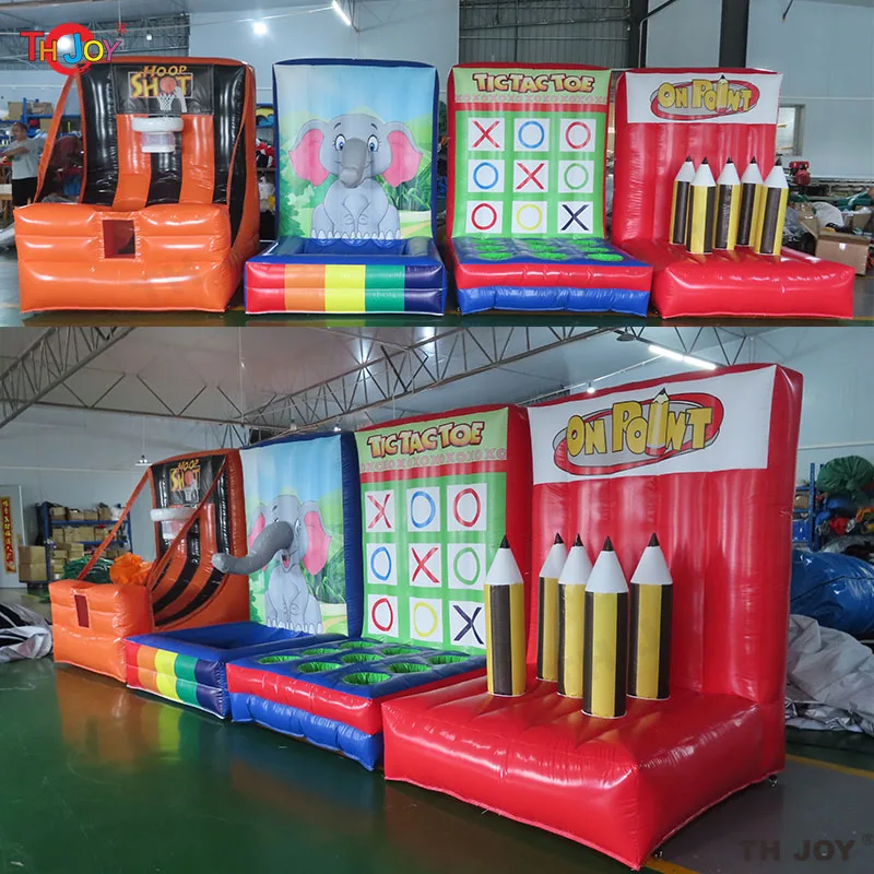 Jeu de carnaval gonflable de location commerciale, jeux de sport gonflables, 4 en 1