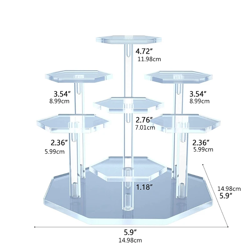 Premium Clear/Black Acrylic Pedestal Display Riser Stands Set Decorative Display Riser for Cake Dessert Rack Party Decor