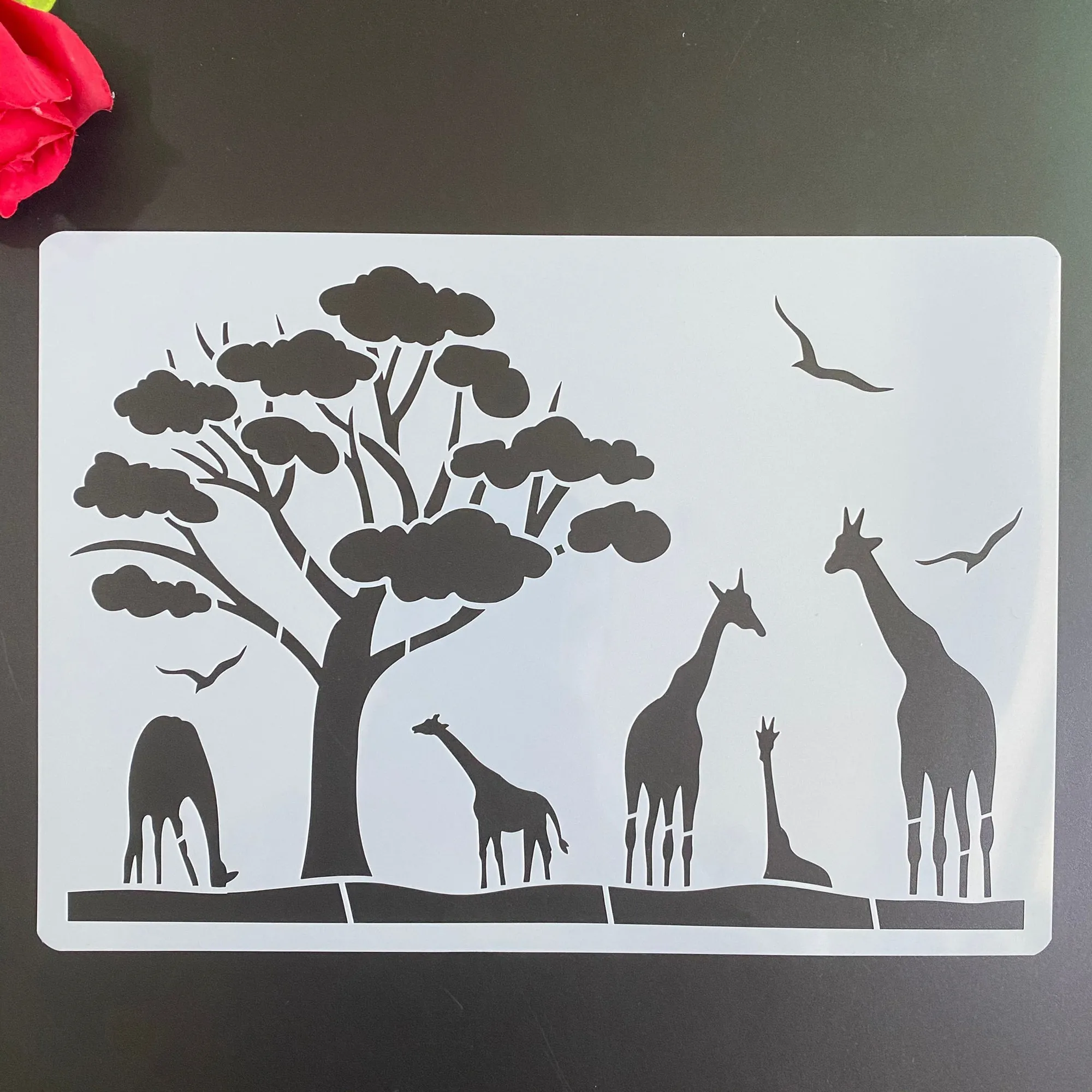 

A4 29 *21cm DIY Stencils wall Painting Scrapbook Coloring Embossing Album Decorative Paper Card Template wall African giraffe