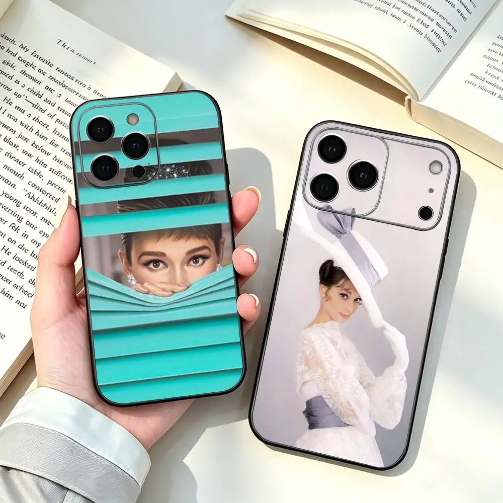 A-Audrey Hepburn Phone Case For iPhone 17, 16,15,14,13,12,11 Plus,Pro Max, Others Soft Black Cover