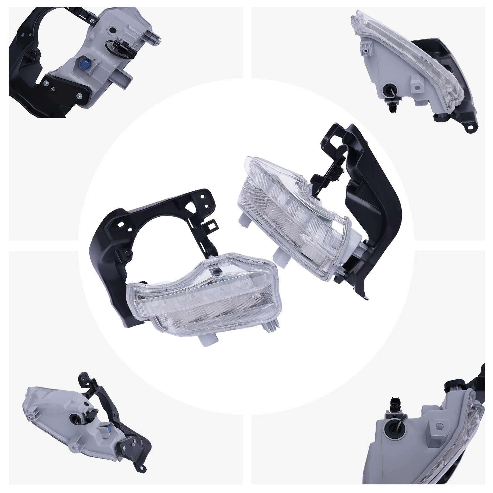 

For 2014-2016Toyota Highlander LED Fog Light Daytime Running Lamp 1 Pair Black Housing Clear Lens