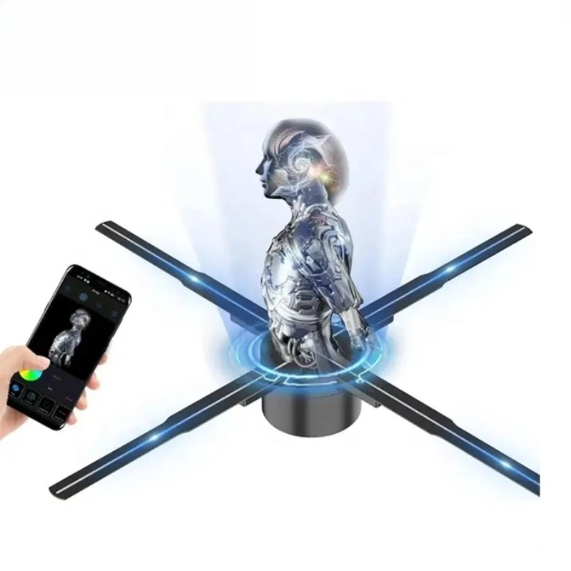 

3D Holographic Fan With 3D Hologram Projector Fan and Led Fan for Advertising Display or Exhibition With Metal Stand,Wifi,Sound