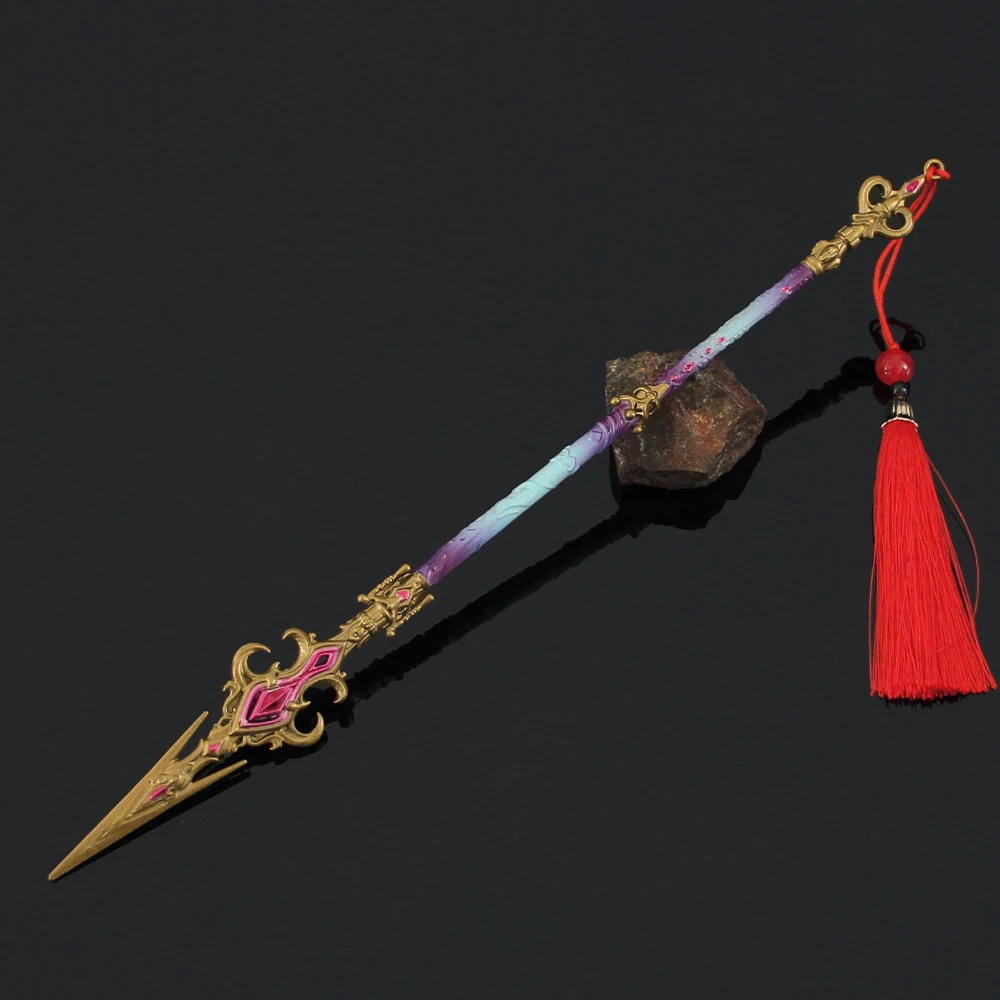 30Cm Fee Gekleurde Speer Wapen Naraka Bladepoint Game Perifere Metalen Model Ornament Prop Collectie Ambachten Gift Speelgoed Voor jongens
