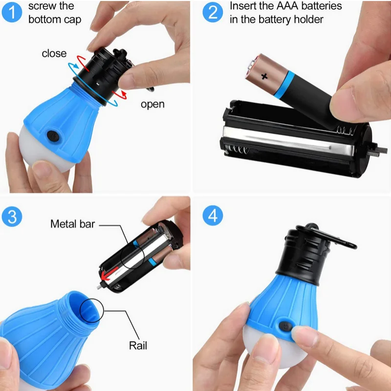5Pcs Mini Portable LED Lamp Bulbs Tent Light Night Emergency Lights Battery Camping Lantern Fishing Equipment Outdoor Supplies