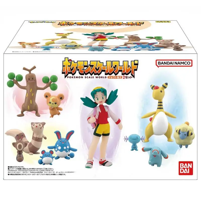 Genuine Bandai Pokemon Scale world SW Johto region Set 02 Kris Mareep Sudowoodo Anime Action Figure Model Toys Gift for Birthday