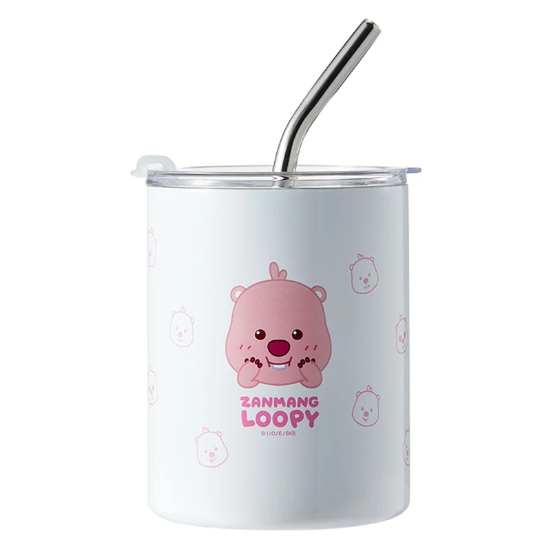 

Miniso Loopy Thermos Cup Kawaii Little Beaver Water Cup Stainless Vacuum-Insulated Travel Tumbler Girls Cute Straw Cup 360Ml