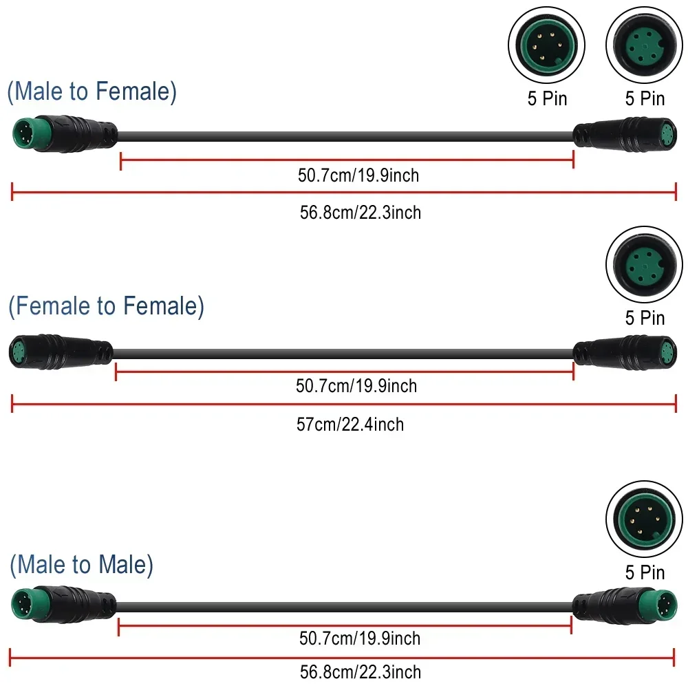 M/F Verlängerungskabel 5Pin Stecker auf Buchse Wasserdichtes Mittelmotorkabel für Bafang Display Stecker auf Stecker Kabel Elektrofahrrad – Detail 3