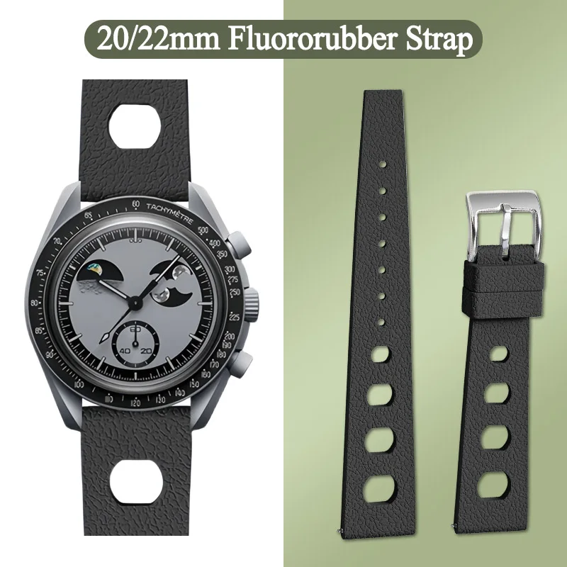 

20mm 22mm Fluororubber FKM Watch Strap for Omega X Swatch Rolex Watchband Quick Release Bracelet Watch Accessories Wristband