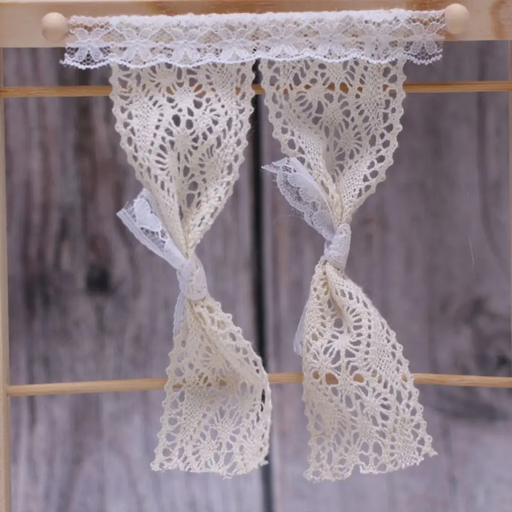 Lace Dollhouse Miniature Curtain OB11 1/12 Scale Dollhouse Decor Accessories Model Furniture 1:12 Doll House