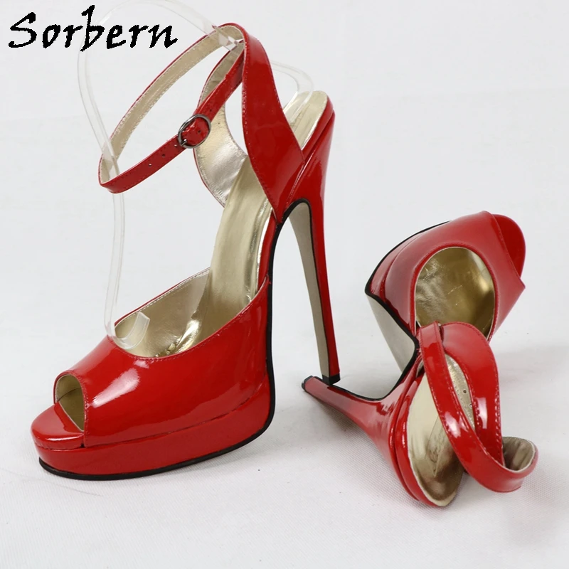 

Sorbern 18Cm High Heel Sandals Women Genuine Leather Slingback Platform Summer Shoe Ankle Straps Open Toe Custom Colors