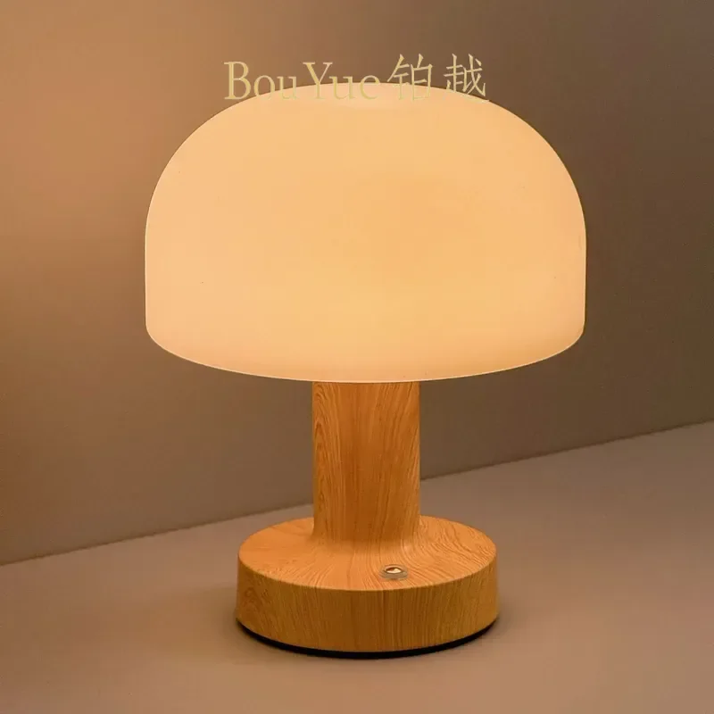 Dimmable Mushroom LED Desk Lamp USB Rechargeable Night Light Soft Bedside Table Reading Lamp Creative Round Decor